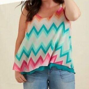 Torrid Sophie Multi Chevron Stripe Chiffon Double Layer Swing Cami